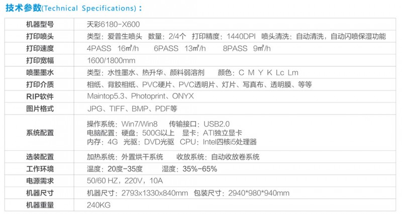 昆明天彩微压电式大幅面写真机 6180-X600