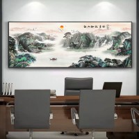 昆明办公室装饰画，背景墙水墨画挂画，中国风大气办公室山水画国画