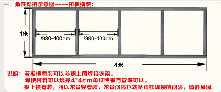 横装门头扣条的角铁架子焊接示意图