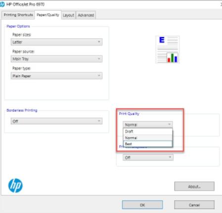 惠普打印机打印质量设置