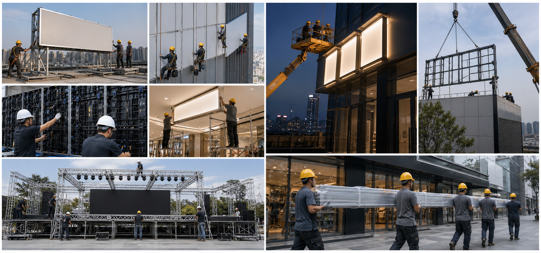广告安装施工现场拼接图